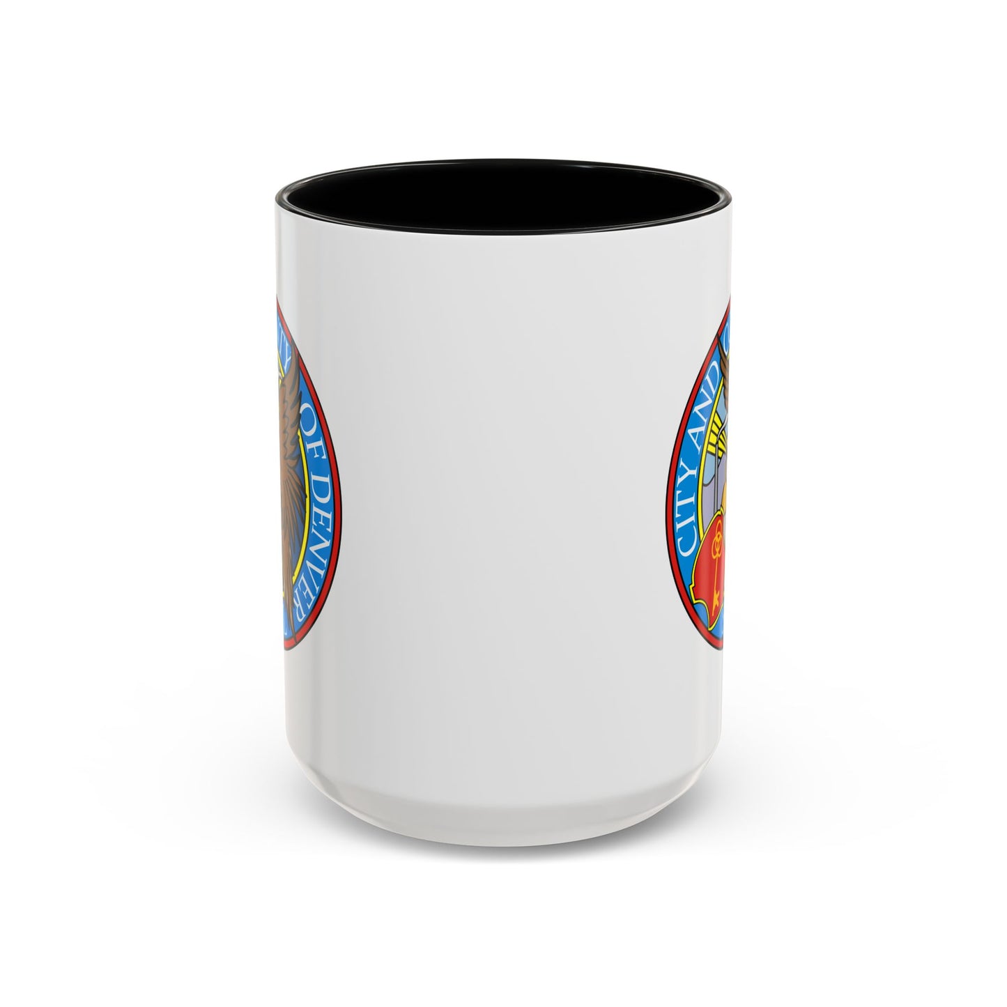 Denver City/County Seal Coffee Mug - Double Sided Print, Black Accent White Ceramic, 15oz by TheGlassyLass.com