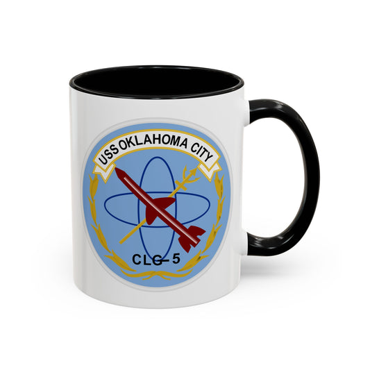 USS Oklahoma City CLG-5 Seal Coffee Mug - Double Sided Print, Black Accent White Ceramic, 11oz by TheGlassyLass.com
