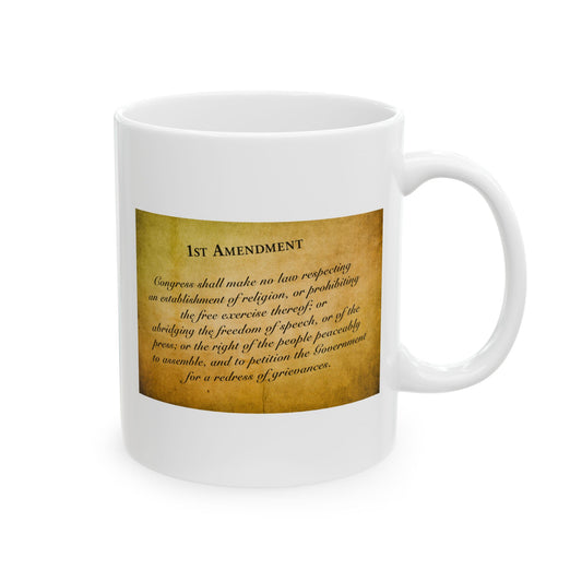 1st Amendment Coffee Mug - Double Sided White Ceramic 11oz by TheGlassyLass.com