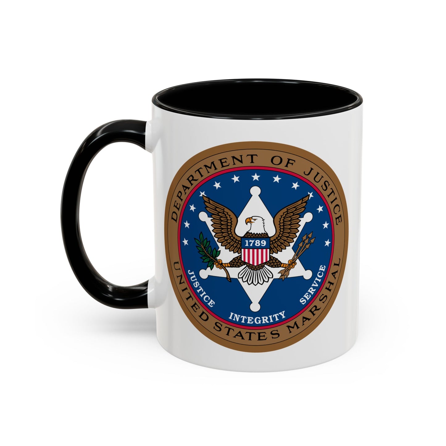 US Marshal Seal Coffee Mug - Double Sided Print, Black Accent White Ceramic, 11oz by TheGlassyLass.com