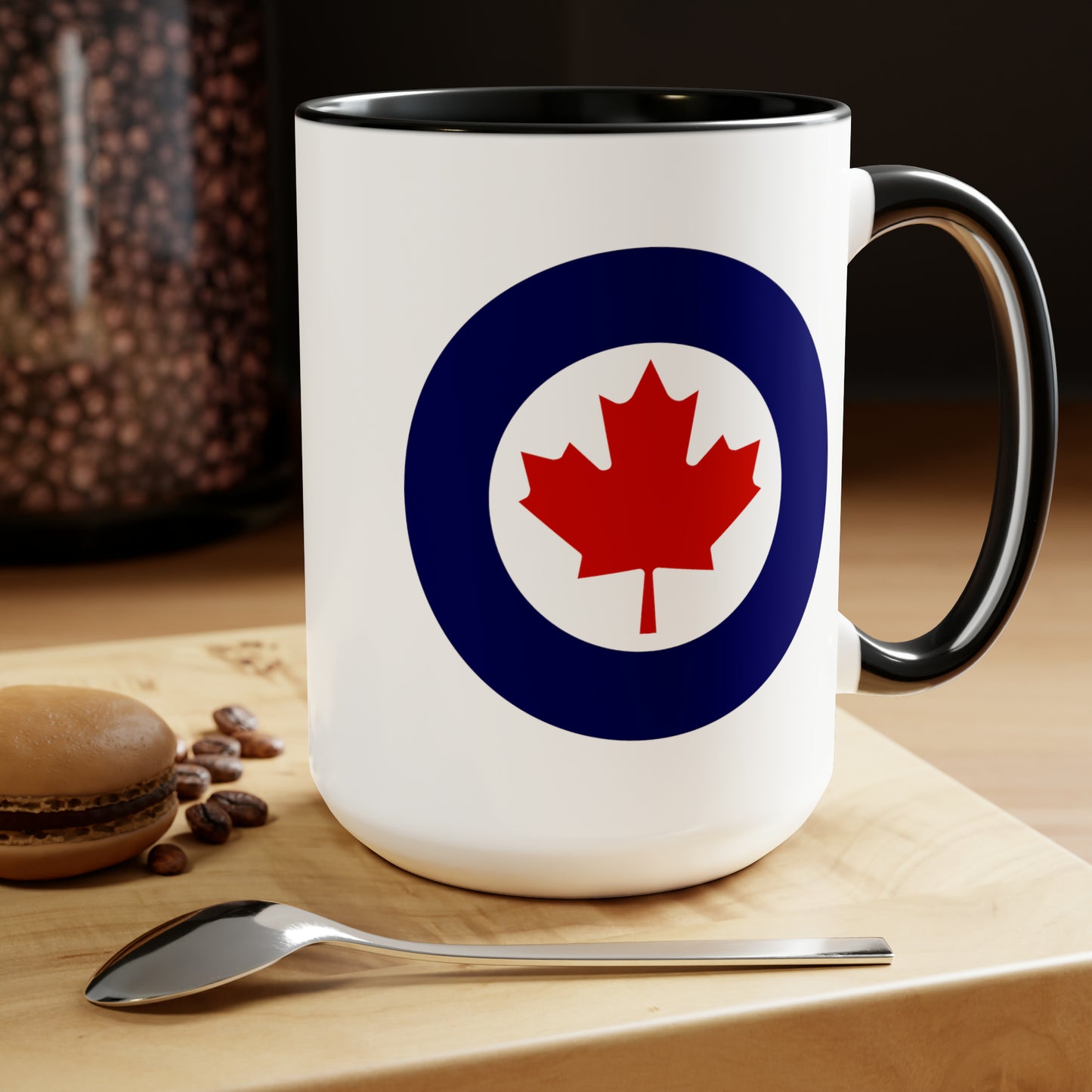Canadian Air Force Roundel Coffee Mug - Double Sided Black Accent Ceramic 15oz - by TheGlassyLass.com
