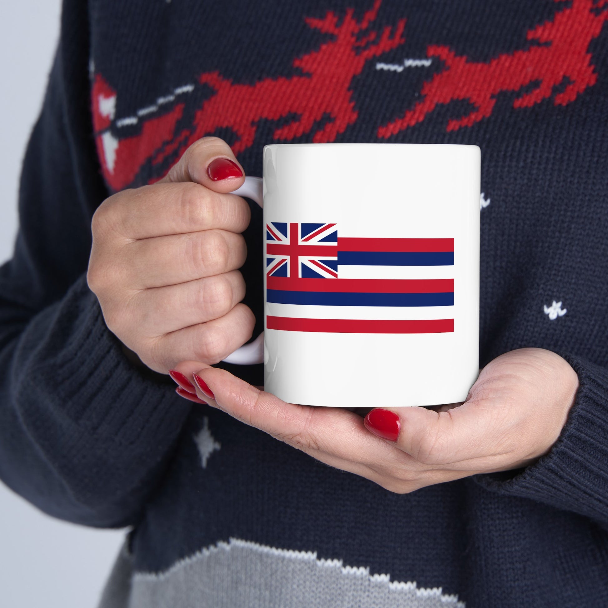 Hawaii State Flag - Double Sided White Ceramic Coffee Mug 11oz by TheGlassyLass.com