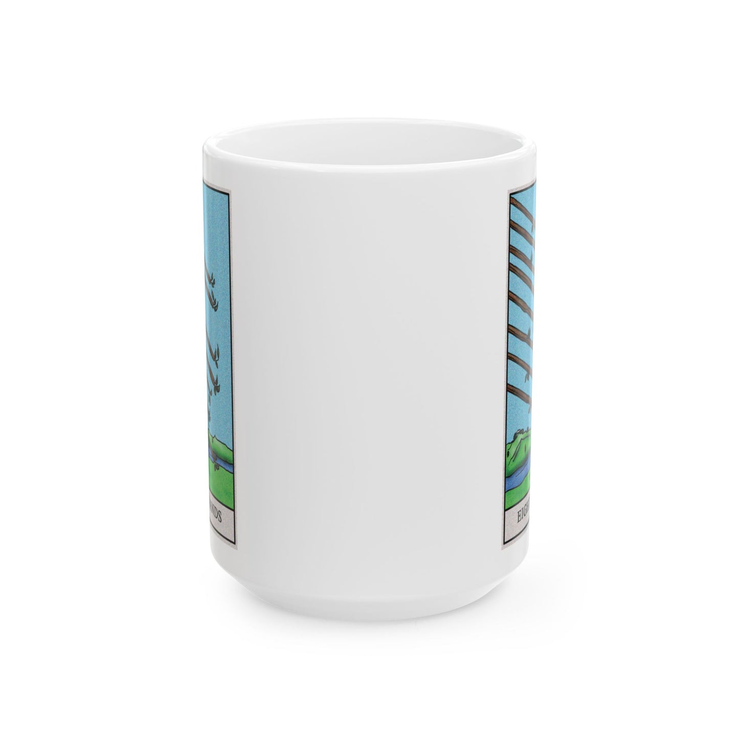Eight of Wands Tarot Card Coffee Mug - Double Sided White Ceramic 15oz by TheGlassyLass.com