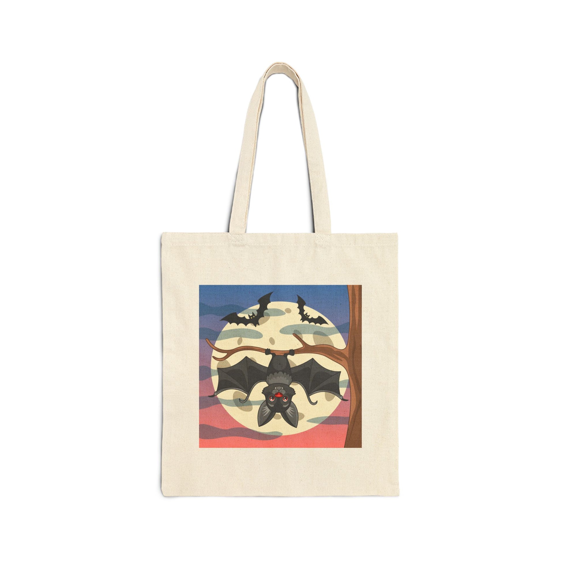 Bat Moon Haunted Halloween Trick or Treat Tote Bag - Heavyweight 100% Cotton Canvas by TheGlassyLass.com