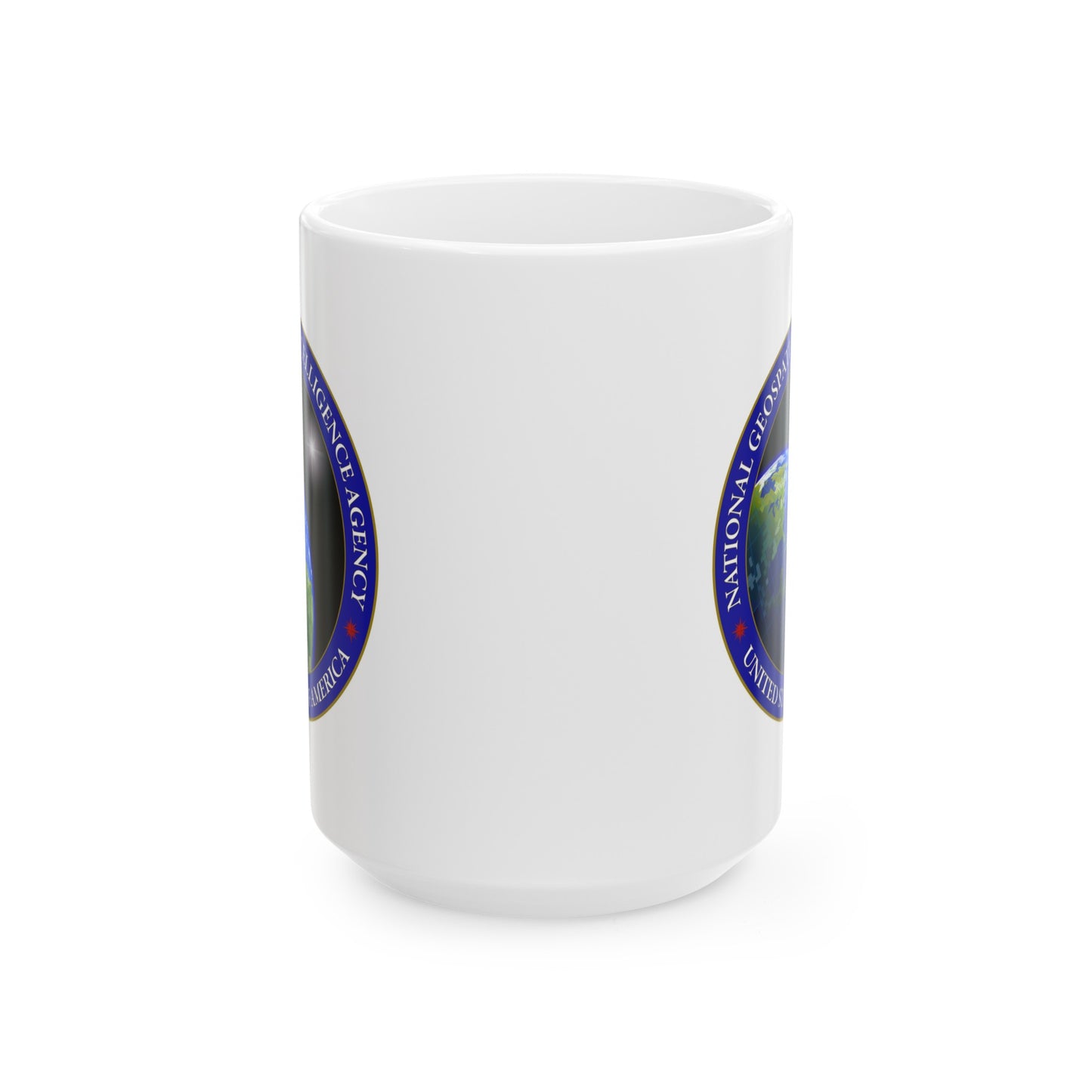 National Geospatial-Intelligence Agency Coffee Mug Double Sided Black Accent White Ceramic 15oz.com