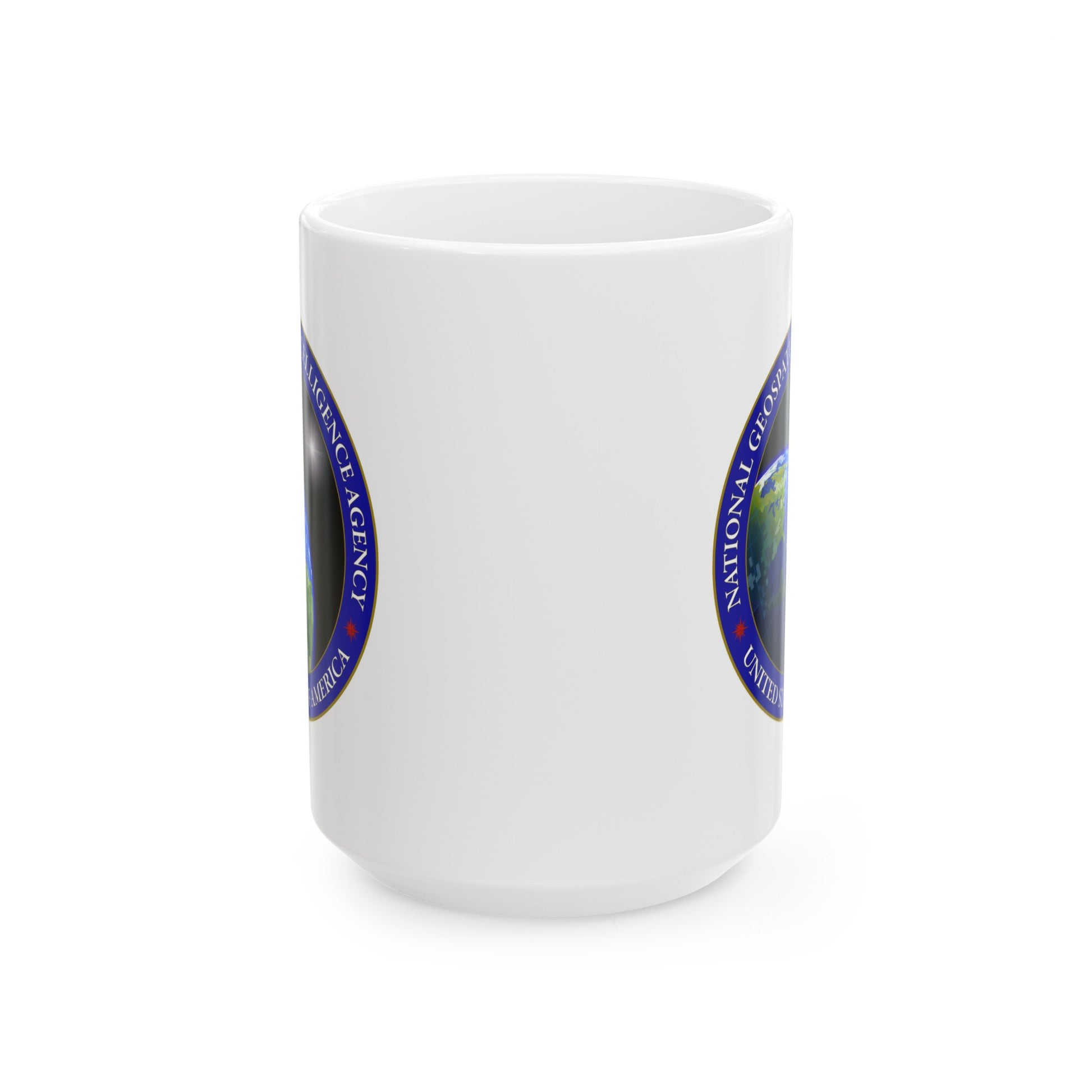 National Geospatial-Intelligence Agency Coffee Mug Double Sided Black Accent White Ceramic 15oz.com