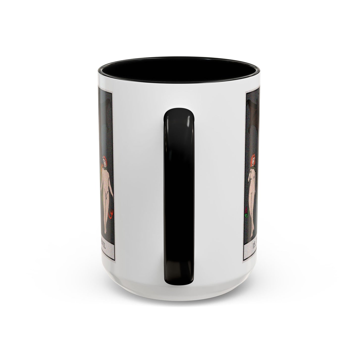The Devil Tarot Card Coffee Mug - Double Sided Black Accent White Ceramic 15oz by TheGlassyLass.com