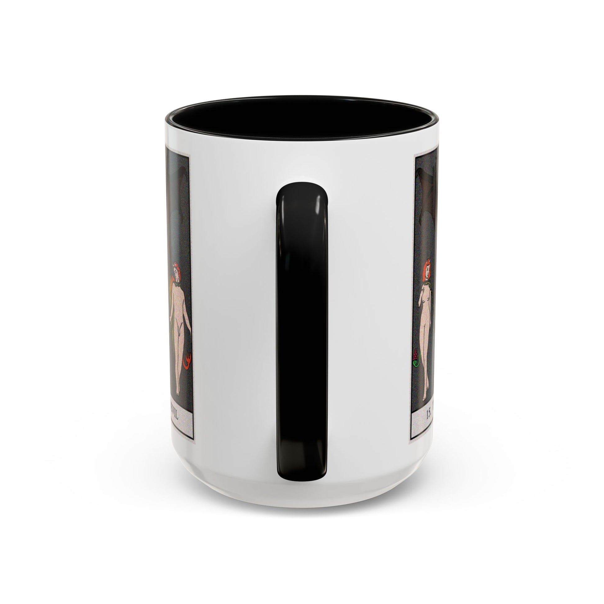 The Devil Tarot Card Coffee Mug - Double Sided Black Accent White Ceramic 15oz by TheGlassyLass.com