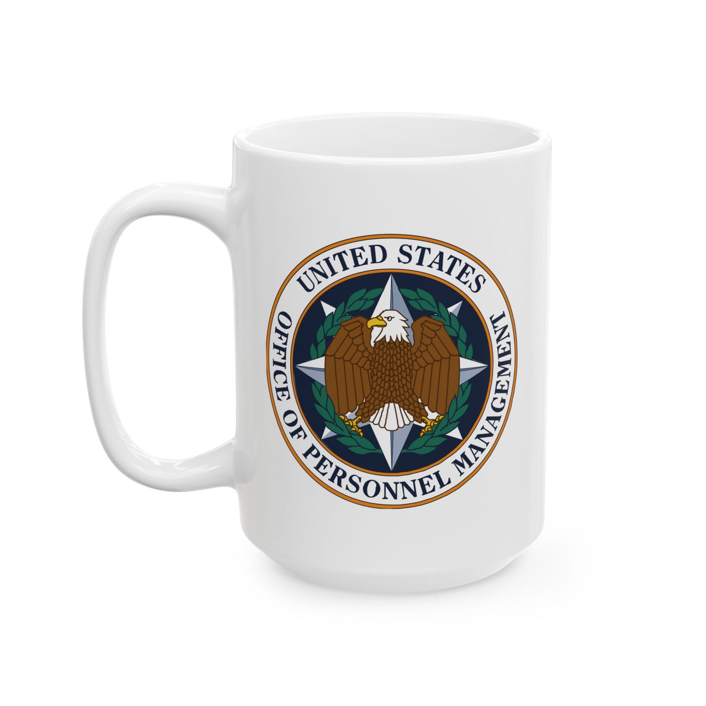 US Office of Personnel Management Coffee Mug - Double Sided Print, White Ceramic, 15oz by TheGlassyLass.com