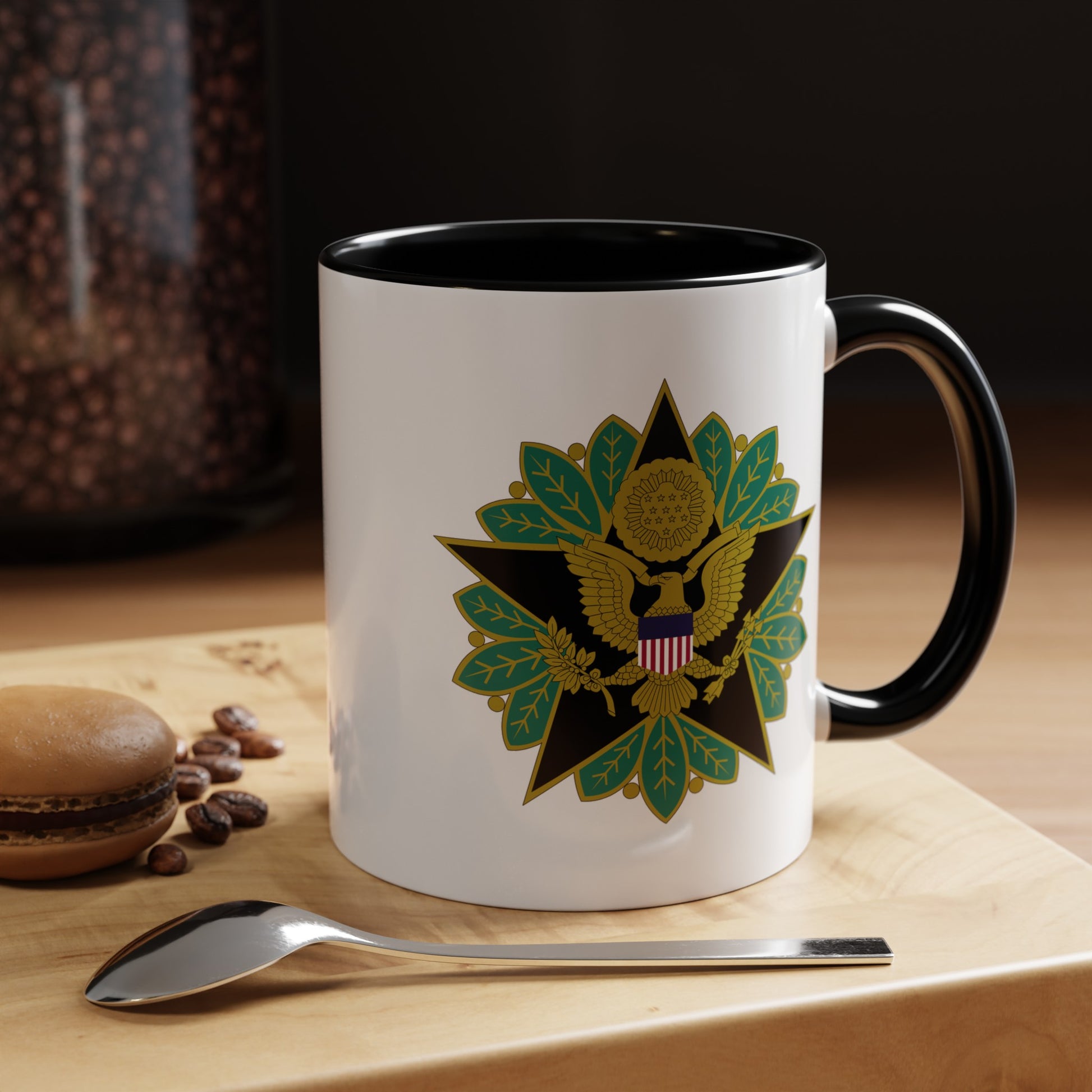 US Army General Staff - Double Sided Black Accent White Ceramic Coffee Mug 11oz by TheGlassyLass.com