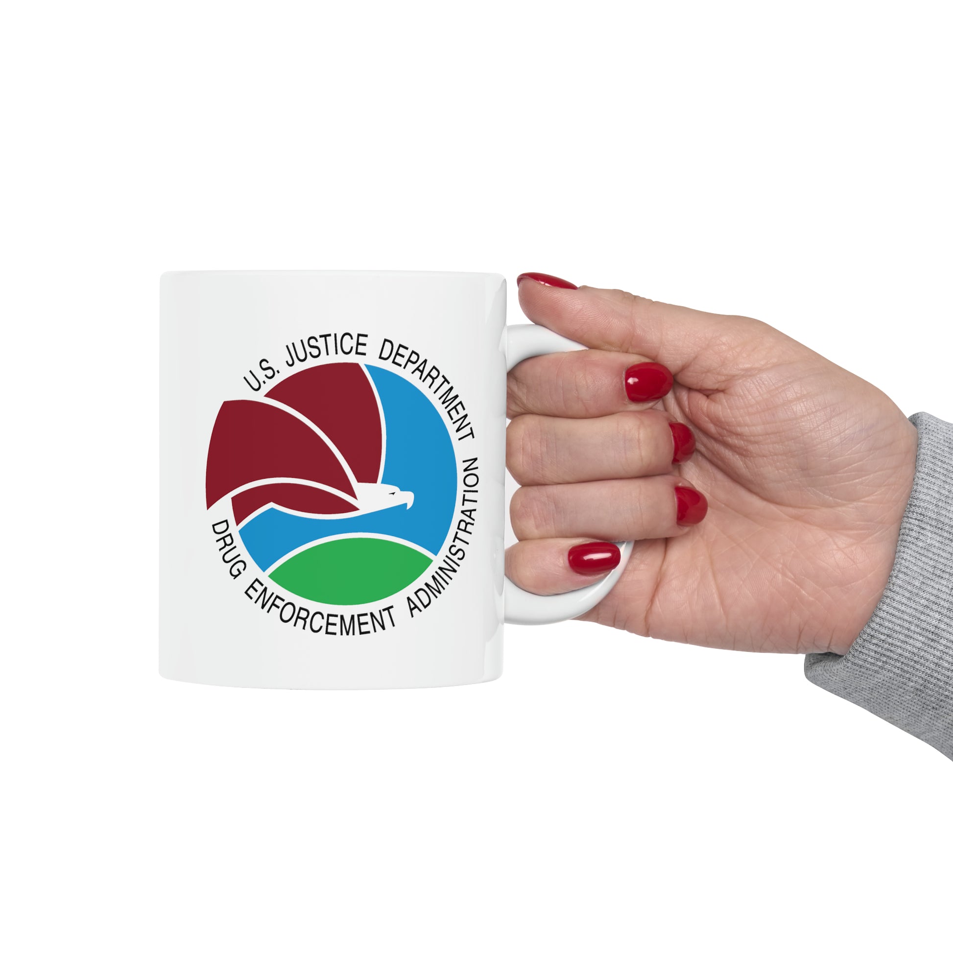 US DEA Coffee Mug - Double Sided White Ceramic 11oz by TheGlassyLass.com