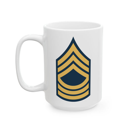 US Army Master Sergeant (E-8) Stripes Coffee Mug - Double Sided Print, White Ceramic, 15oz by TheGlassyLass.com