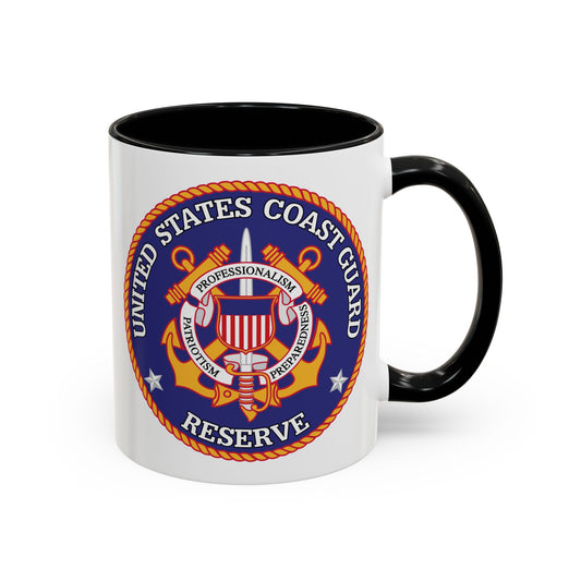 United States Coast Guard Reserve Seal Coffee Mug - Double Sided Print, Black Accent White Ceramic, 11oz by TheGlassyLass.com