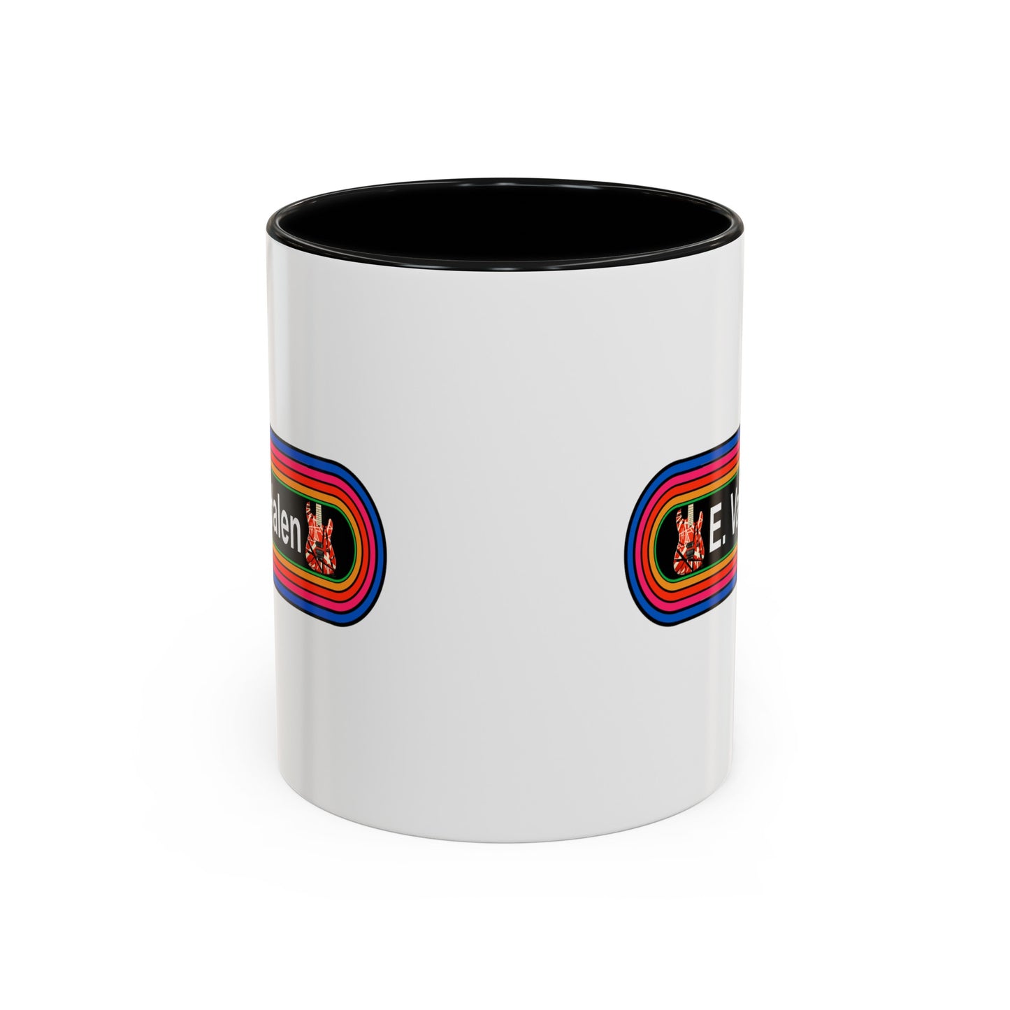 E. Van Halen Rainbow Coffee Mug - Double Sided Black Accent Ceramic 11oz - by TheGlassyLass.com