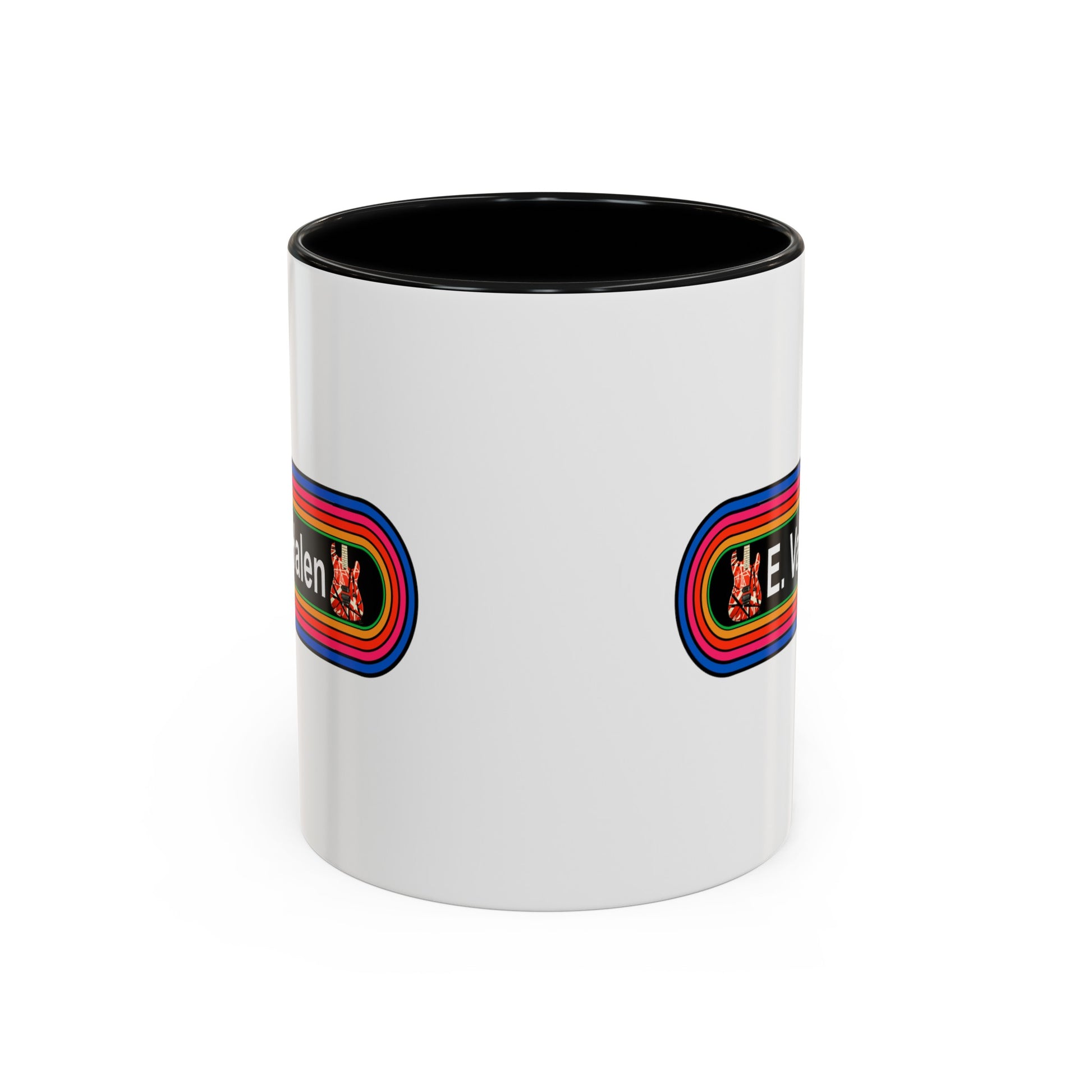 E. Van Halen Rainbow Coffee Mug - Double Sided Black Accent Ceramic 11oz - by TheGlassyLass.com