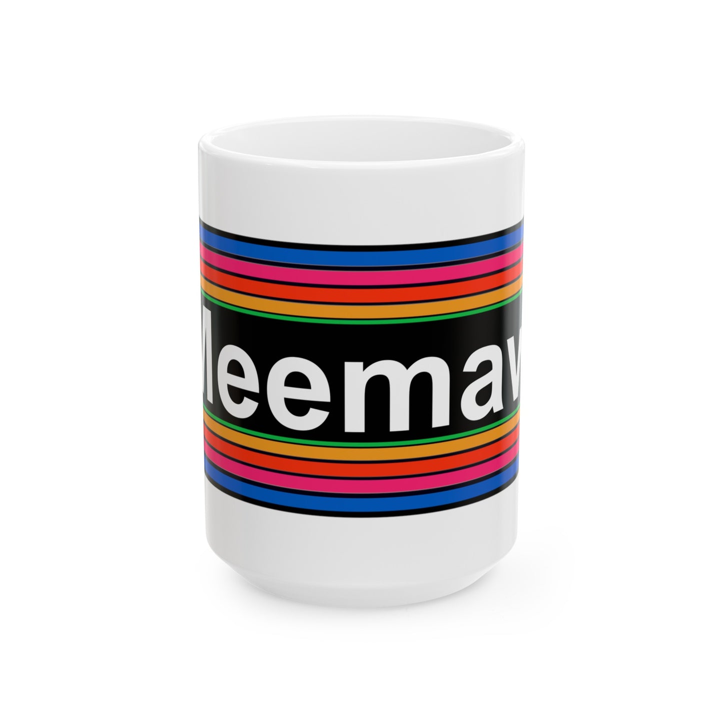 Rainbow Meemaw Pronouns Coffee Mug - Wrap Print White Ceramic 15oz - by TheGlassyLass.com