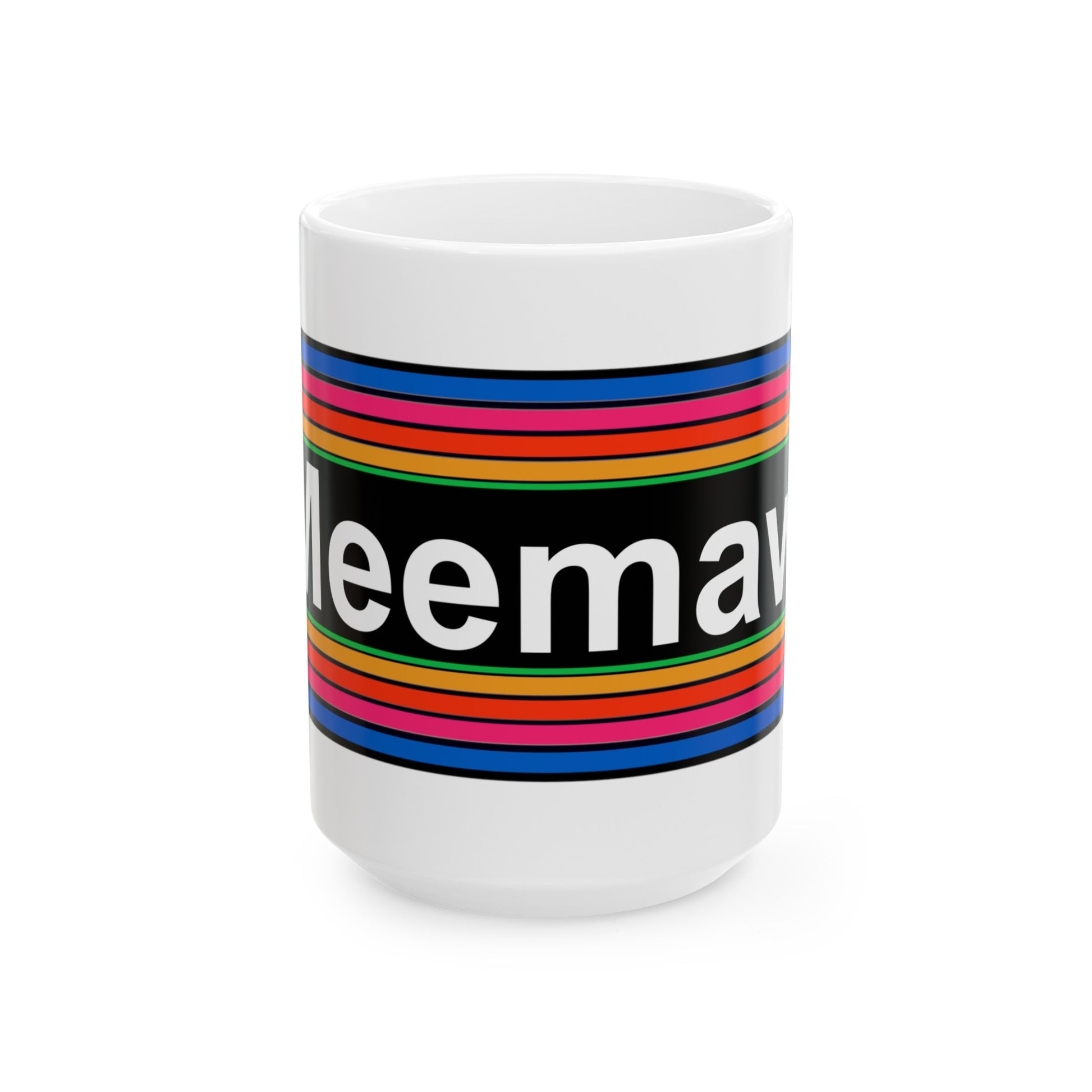 Rainbow Meemaw Pronouns Coffee Mug - Wrap Print White Ceramic 15oz - by TheGlassyLass.com