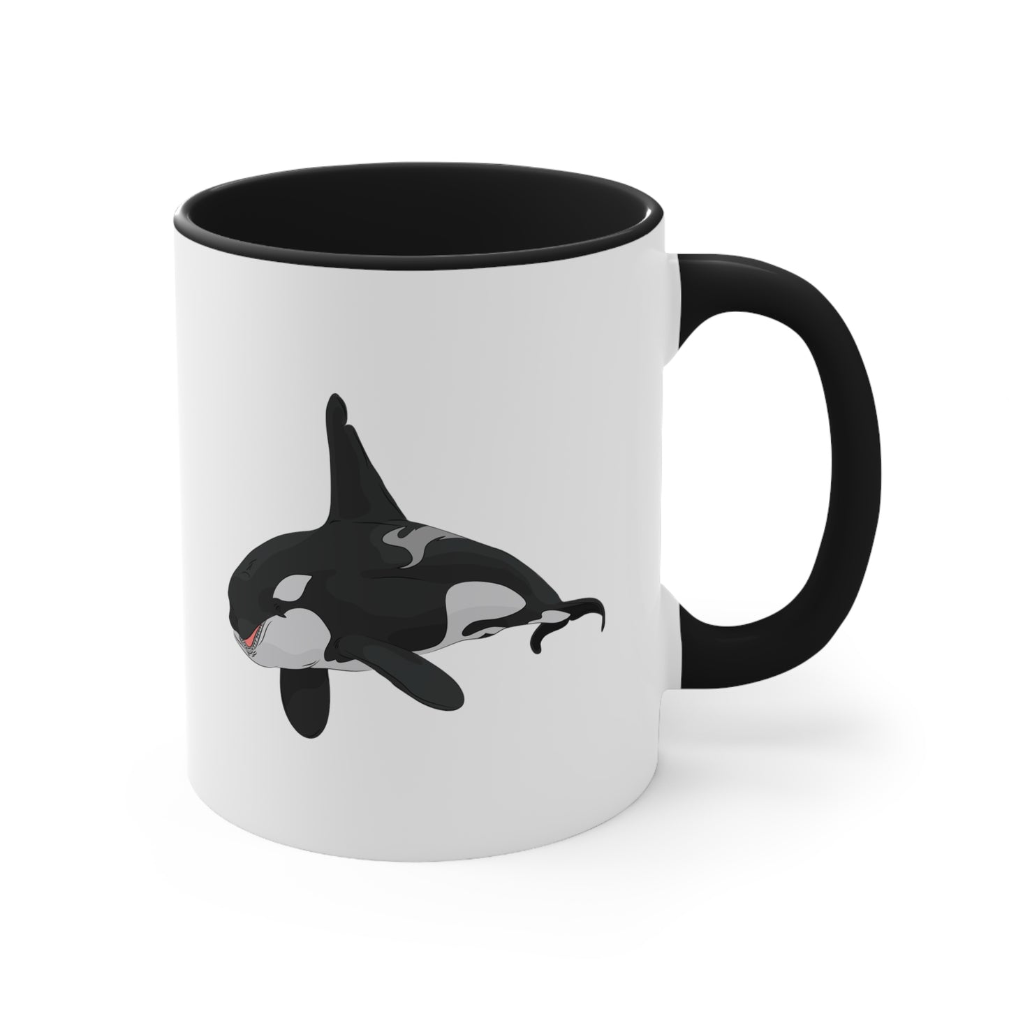 Orca Killer Whale Coffee Mug - Double Sided Black Accent White Ceramic 11oz by TheGlassyLass.com