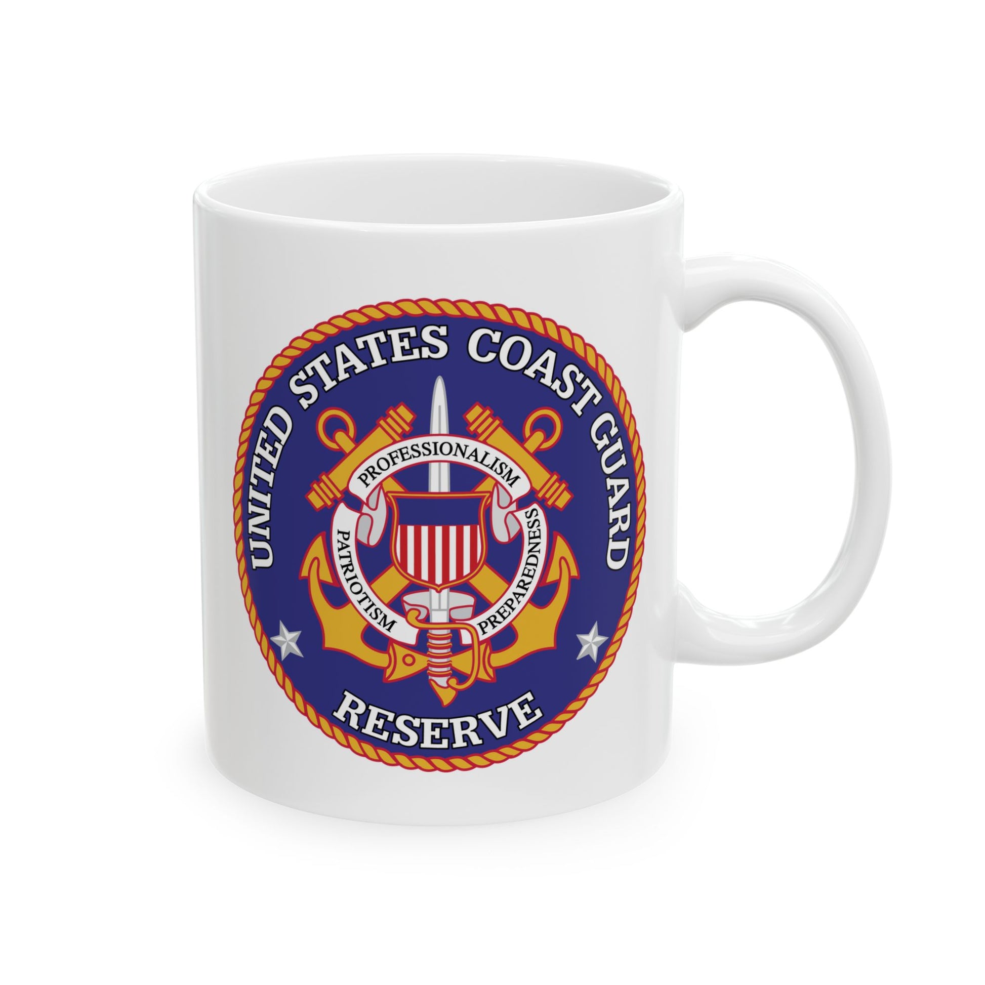 United States Coast Guard Reserve Seal Coffee Mug - Double Sided Print, White Ceramic, 11oz by TheGlassyLass.com