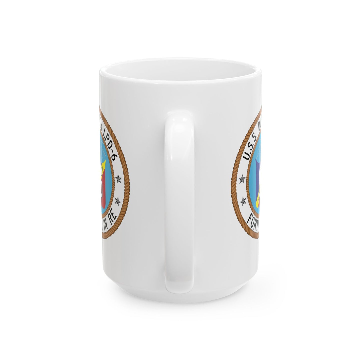 USS Duluth LPD-6 Crest Coffee Mug - Double Sided Print, White Ceramic, 15oz by TheGlassyLass.com
