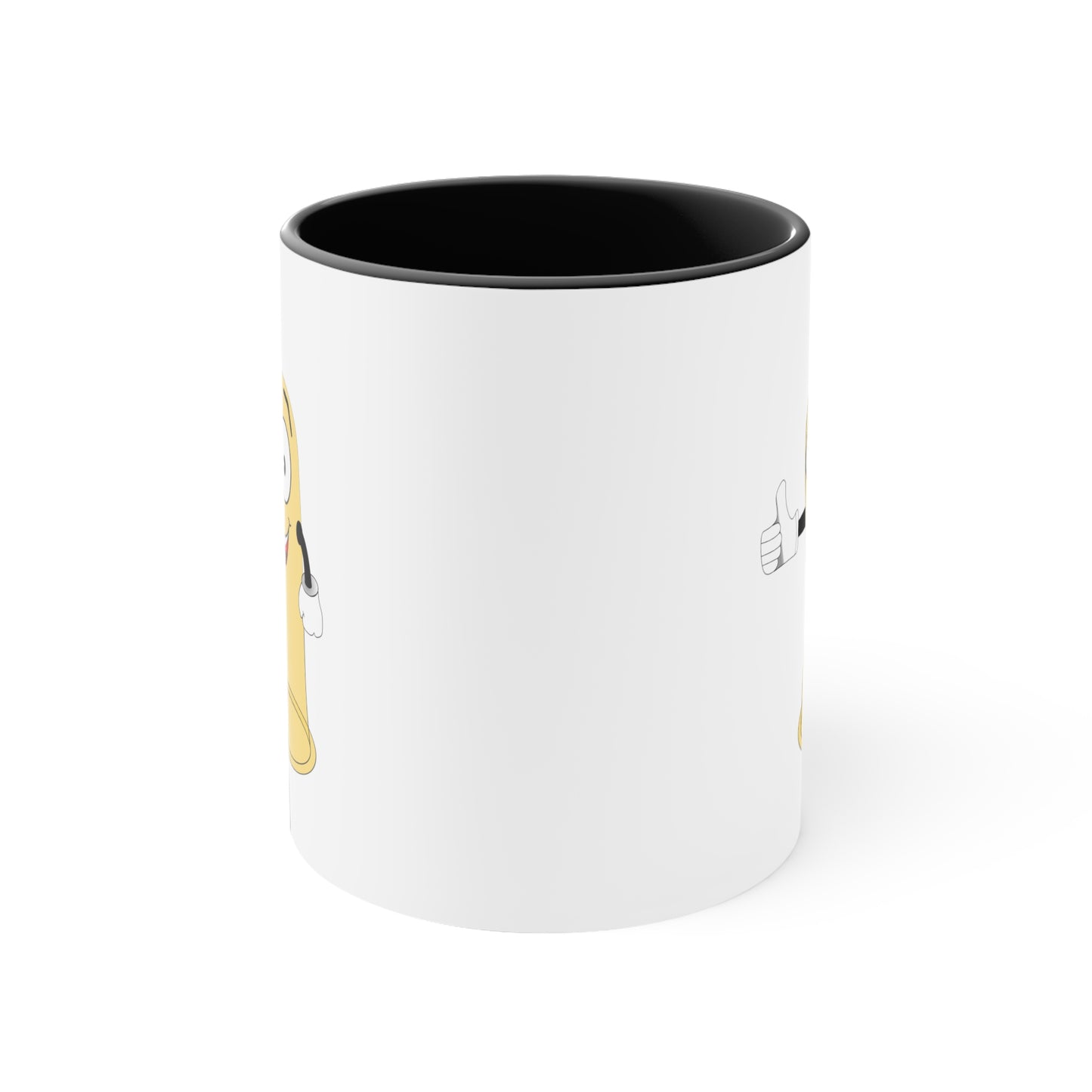 Condom Man Coffee Mug - Double Sided Black Accent White Ceramic 11oz by TheGlassyLass