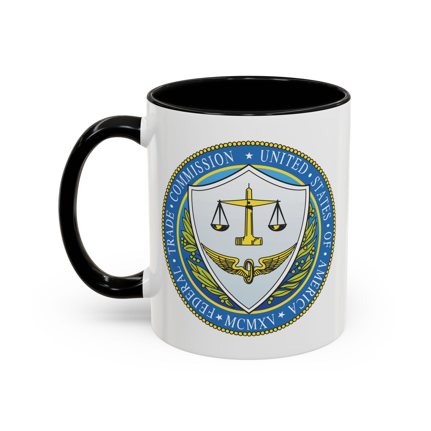 Federal Trade Commission Coffee Mug - Double Sided Print, Black Accent White Ceramic, 11oz by TheGlassyLass.com