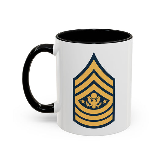 Sergeant Major of the Army (E-9S) Stripes Coffee Mug - Double Sided Print, Black Accent White Ceramic, 11oz by TheGlassyLass.com