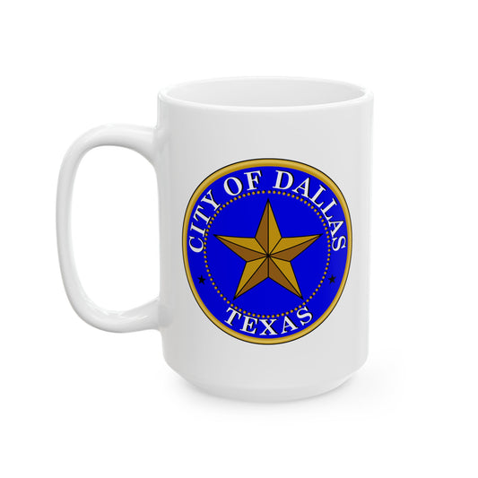 City of Dallas Coffee Mug - Double Sided Print, White Ceramic, 15oz by TheGlassyLass.com