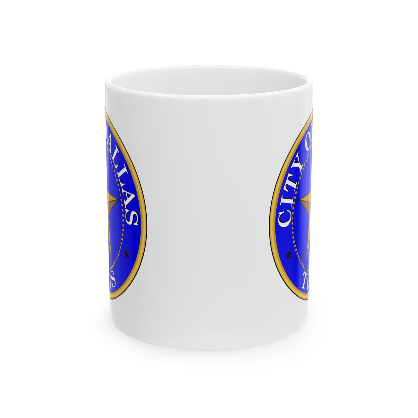 City of Dallas Coffee Mug - Double Sided Print, White Ceramic, 11oz by TheGlassyLass.com