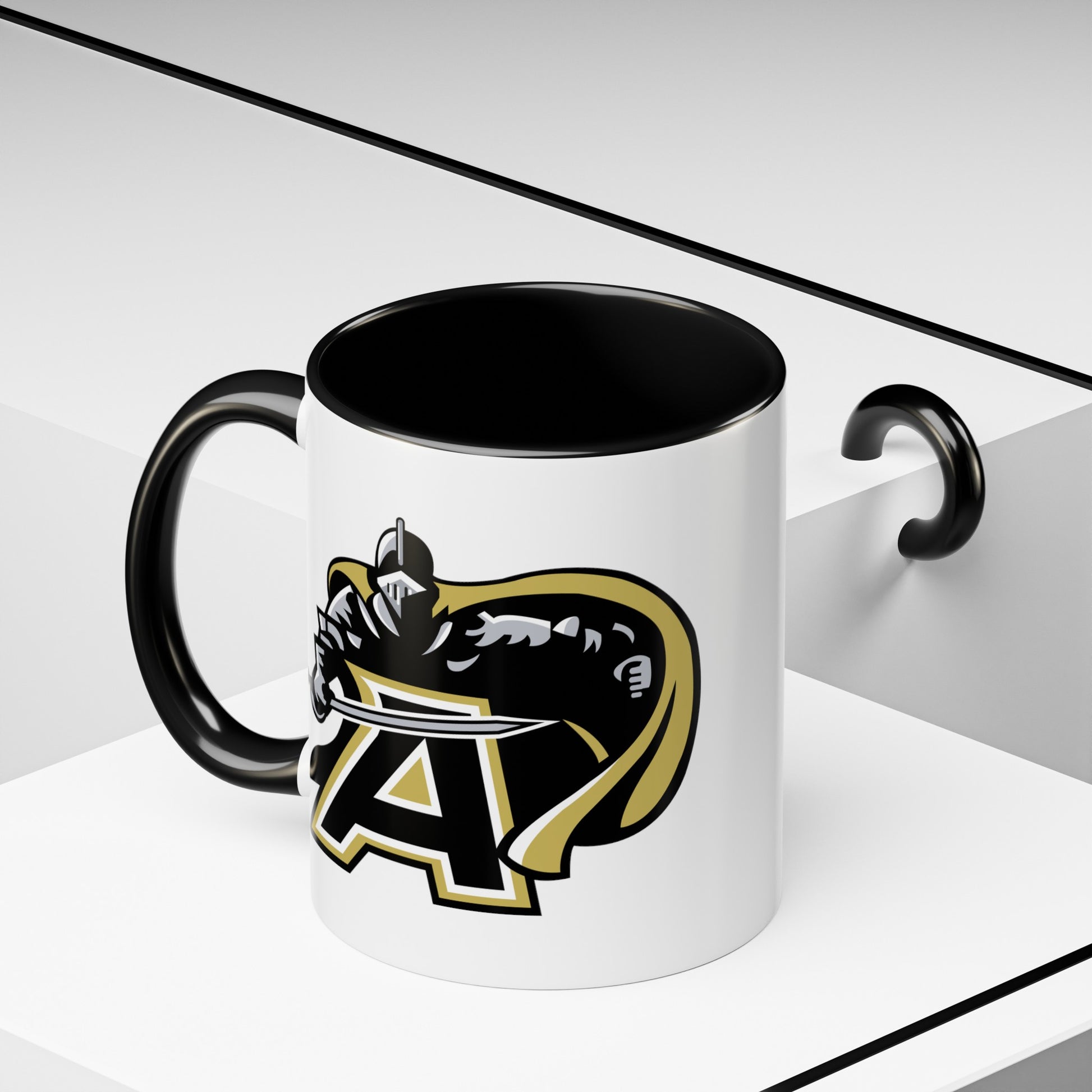 US Army Black Knights - Double Sided Black Accent White Ceramic Coffee Mug 11oz by TheGlassyLass.com