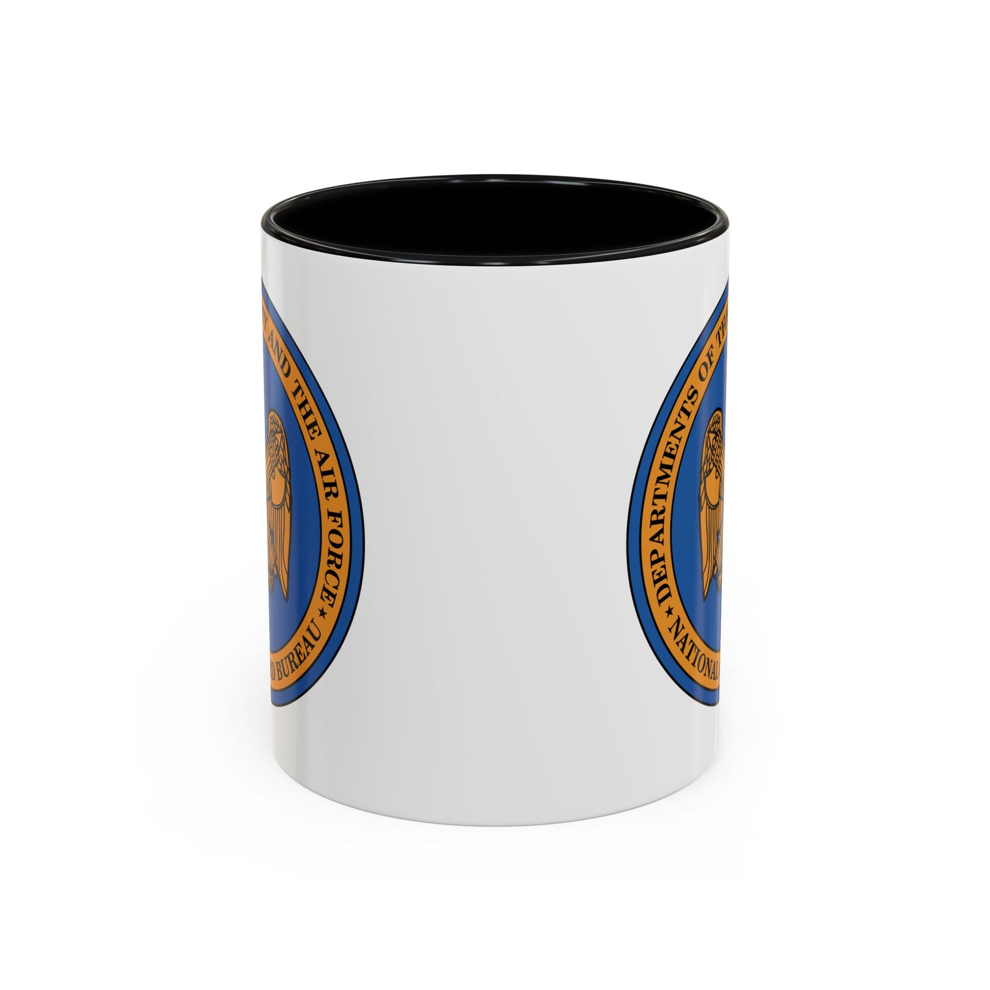 National Guard Bureau Seal Coffee Mug - Double Sided Print, Black Accent White Ceramic, 11oz by TheGlassyLass.com