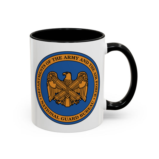 National Guard Bureau Seal Coffee Mug - Double Sided Print, Black Accent White Ceramic, 11oz by TheGlassyLass.com