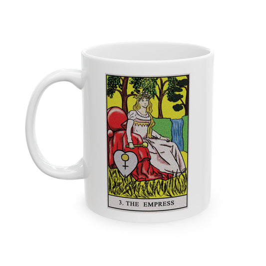 The Empress Tarot Card Coffee Mug - Double Sided Print, White Ceramic, 11oz by TheGlassyLass