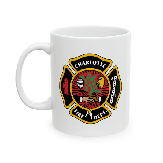 Charlotte Fire Department Coffee Mug - Double Sided White Ceramic 11oz by TheGlassyLass.com