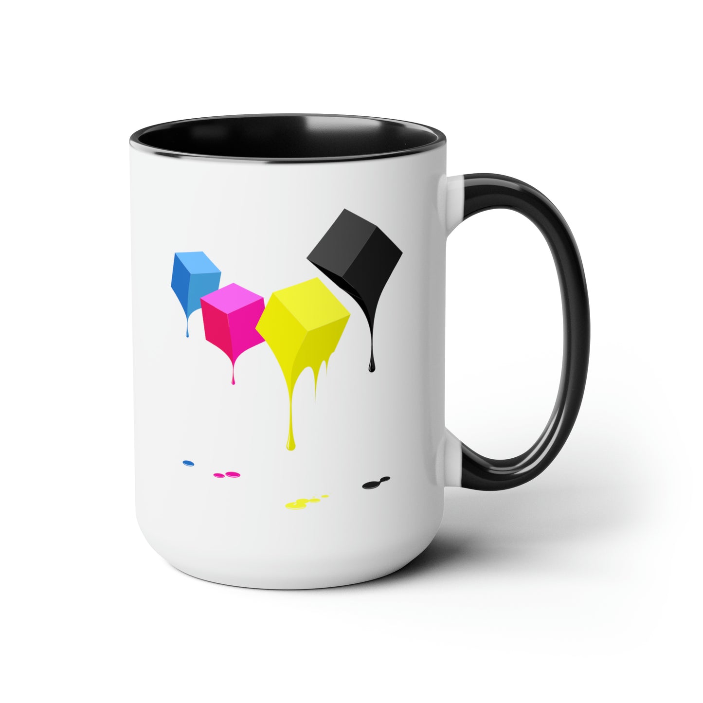 Molten Colors Coffee Mug - Double Sided Balck Accent White Ceramic 15oz by TheGlassyLass.com
