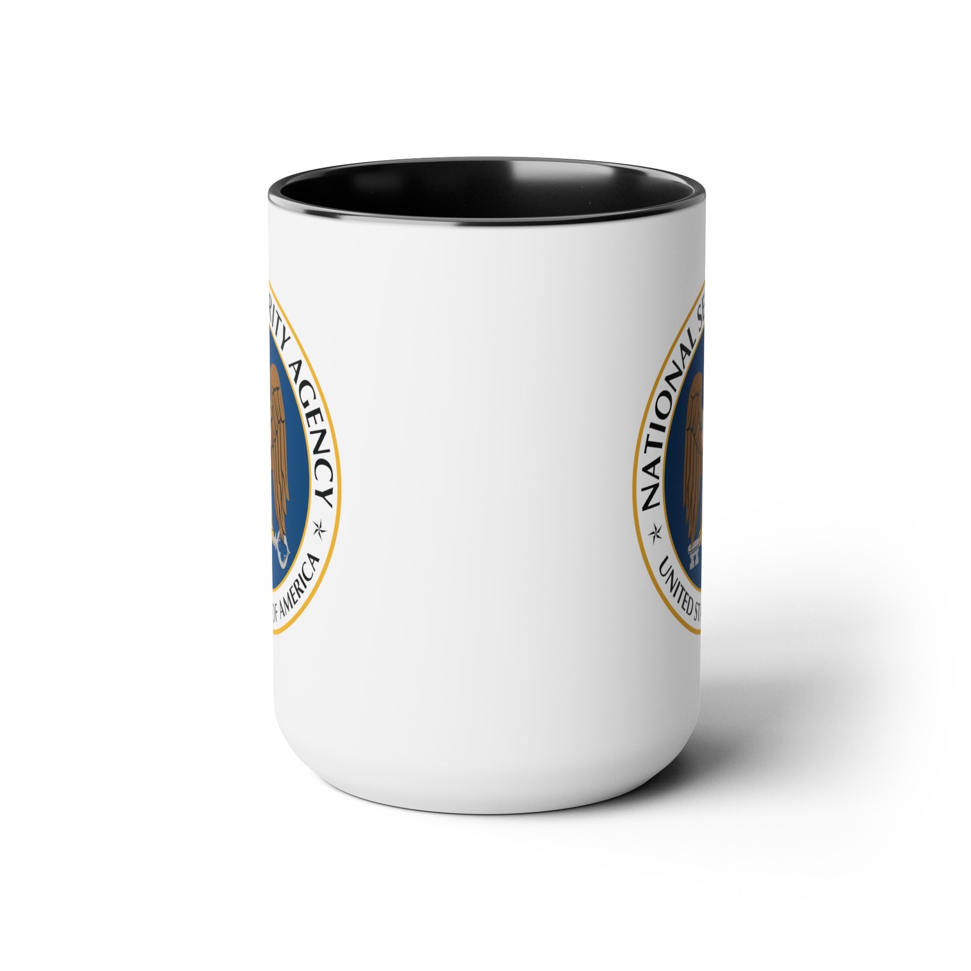 National Security Agency Coffee Mug - Double Sided Black Accent White Ceramic 15oz by TheGlassyLass.com