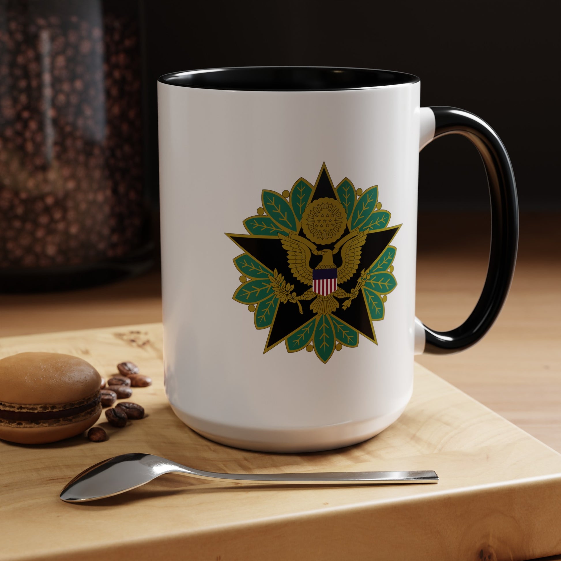 US Army General Staff - Double Sided Black Accent White Ceramic Coffee Mug 15oz by TheGlassyLass.com
