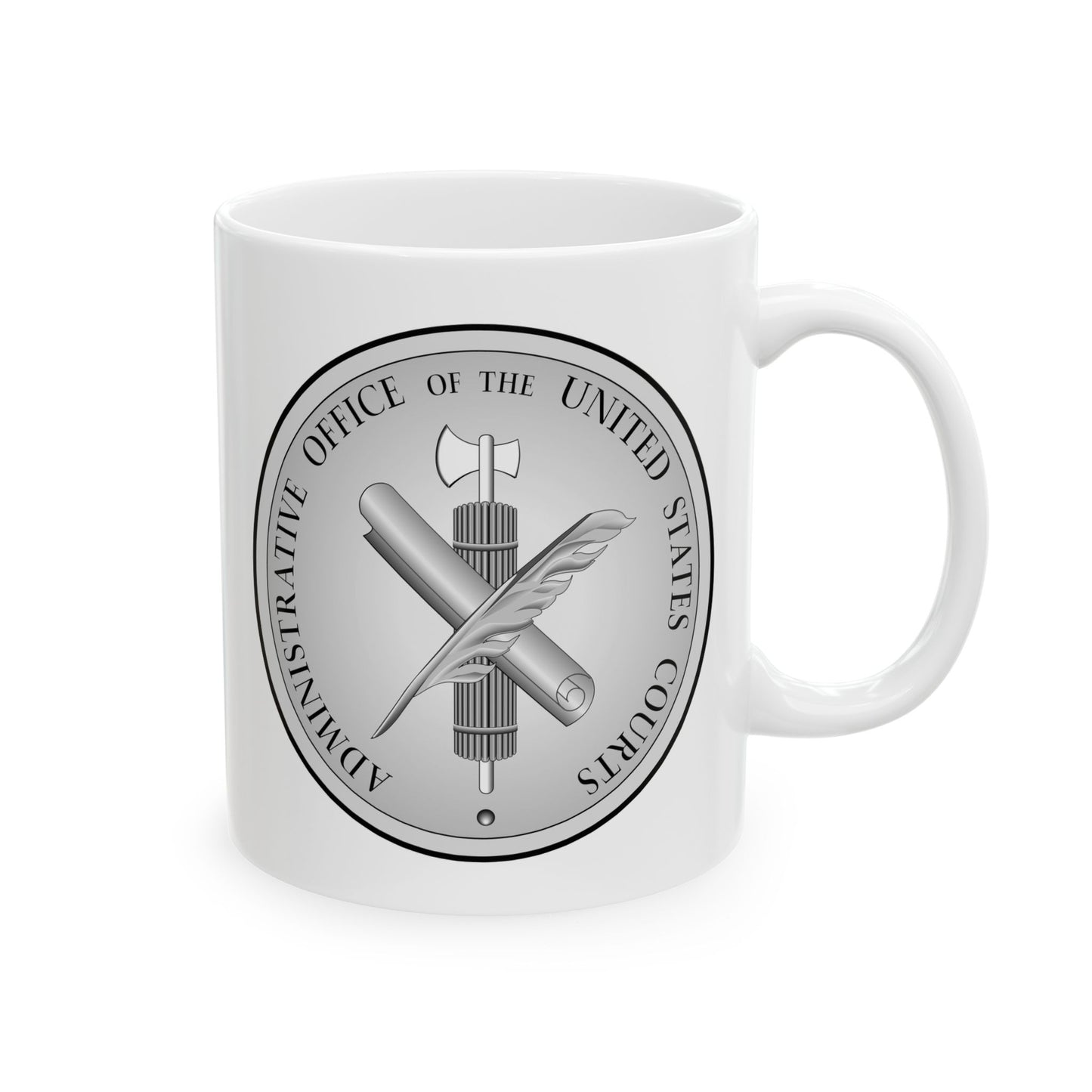 Administrative Office of the United States Courts Seal Coffee Mug - Double Sided Print, White Ceramic, 11oz by TheGlassyLass.com
