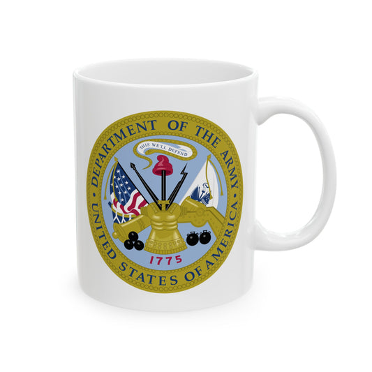 Department of the Army Seal Coffee Mug - Double Sided Print, White Ceramic, 11oz by TheGlassyLass.com