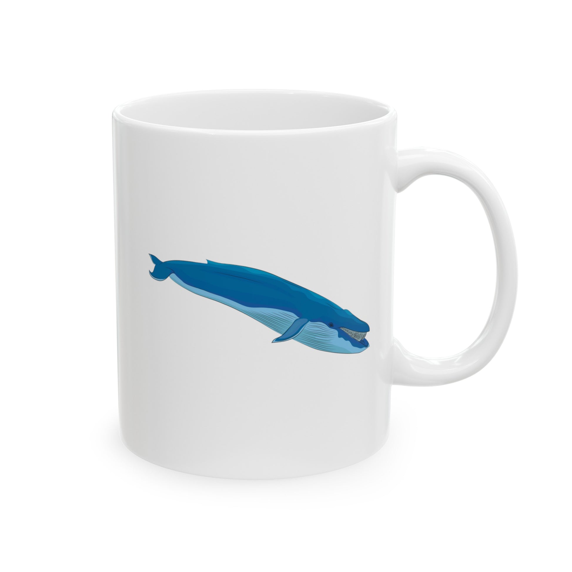 Blue Whale Coffee Mug - Double Sided White Ceramic 11oz by TheGlassyLass.com