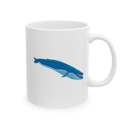 Blue Whale Coffee Mug - Double Sided White Ceramic 11oz by TheGlassyLass.com