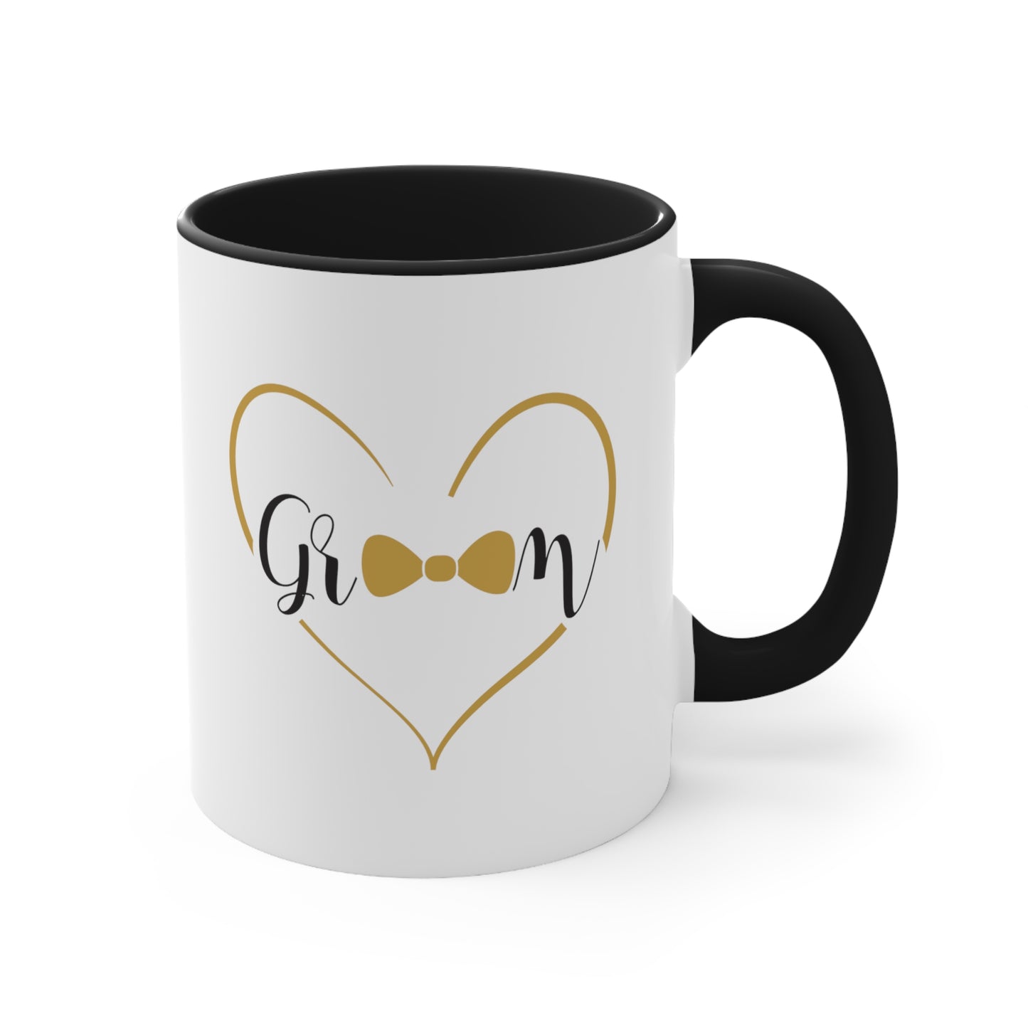 Groom Coffee Mug - Double Sided Black Accent Ceramic 11oz by TheGlassyLass.com