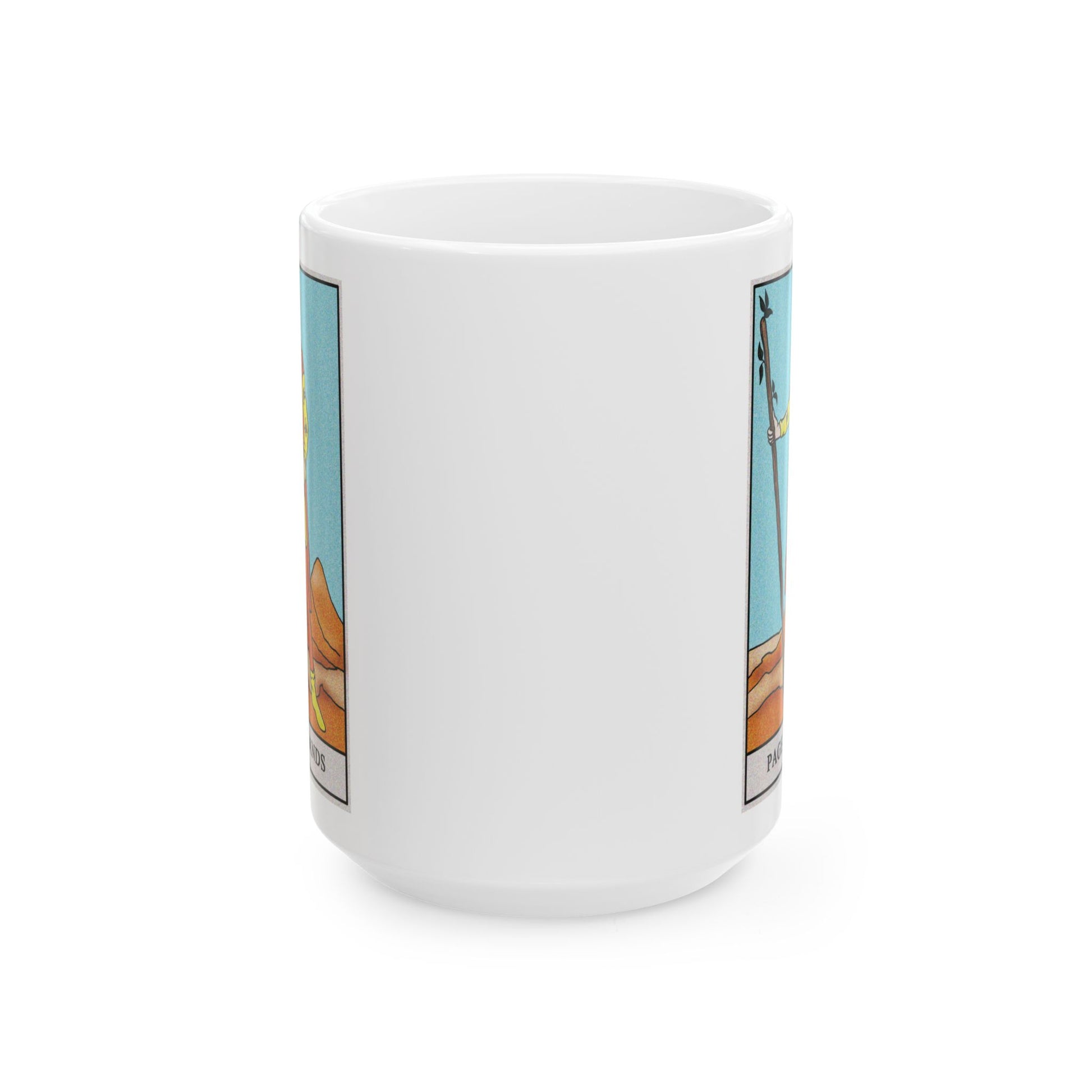 Page of Wands Tarot Card Coffee Mug - Double Sided White Ceramic 15oz by TheGlassyLass.com
