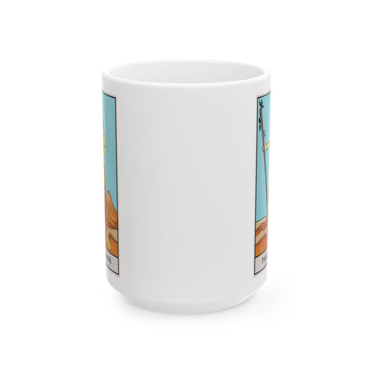 Page of Wands Tarot Card Coffee Mug - Double Sided White Ceramic 15oz by TheGlassyLass.com