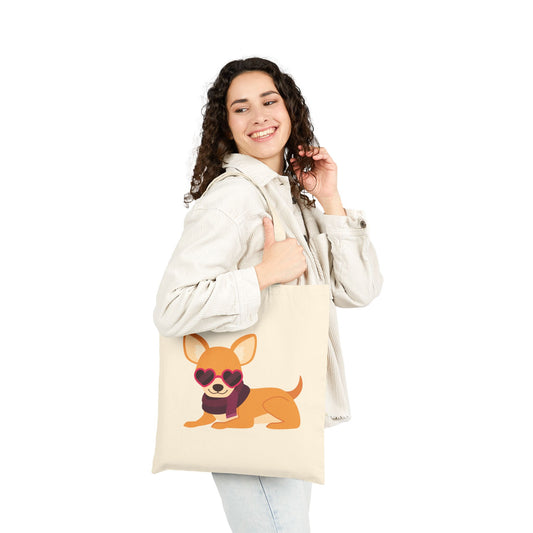 Fashionista Chihuahua Logo Tote Bag - Heavyweight 100% Cotton Canvas by TheGlassyLass.com