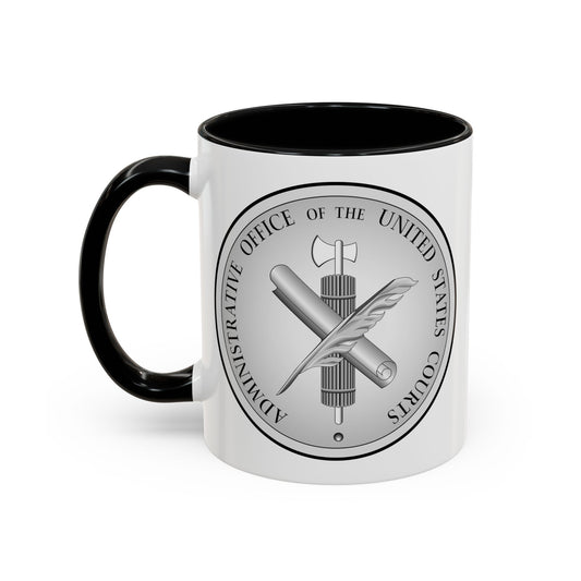 Administrative Office of the United States Courts Seal Coffee Mug - Double Sided Print, Black Accent White Ceramic, 11oz by TheGlassyLass.com
