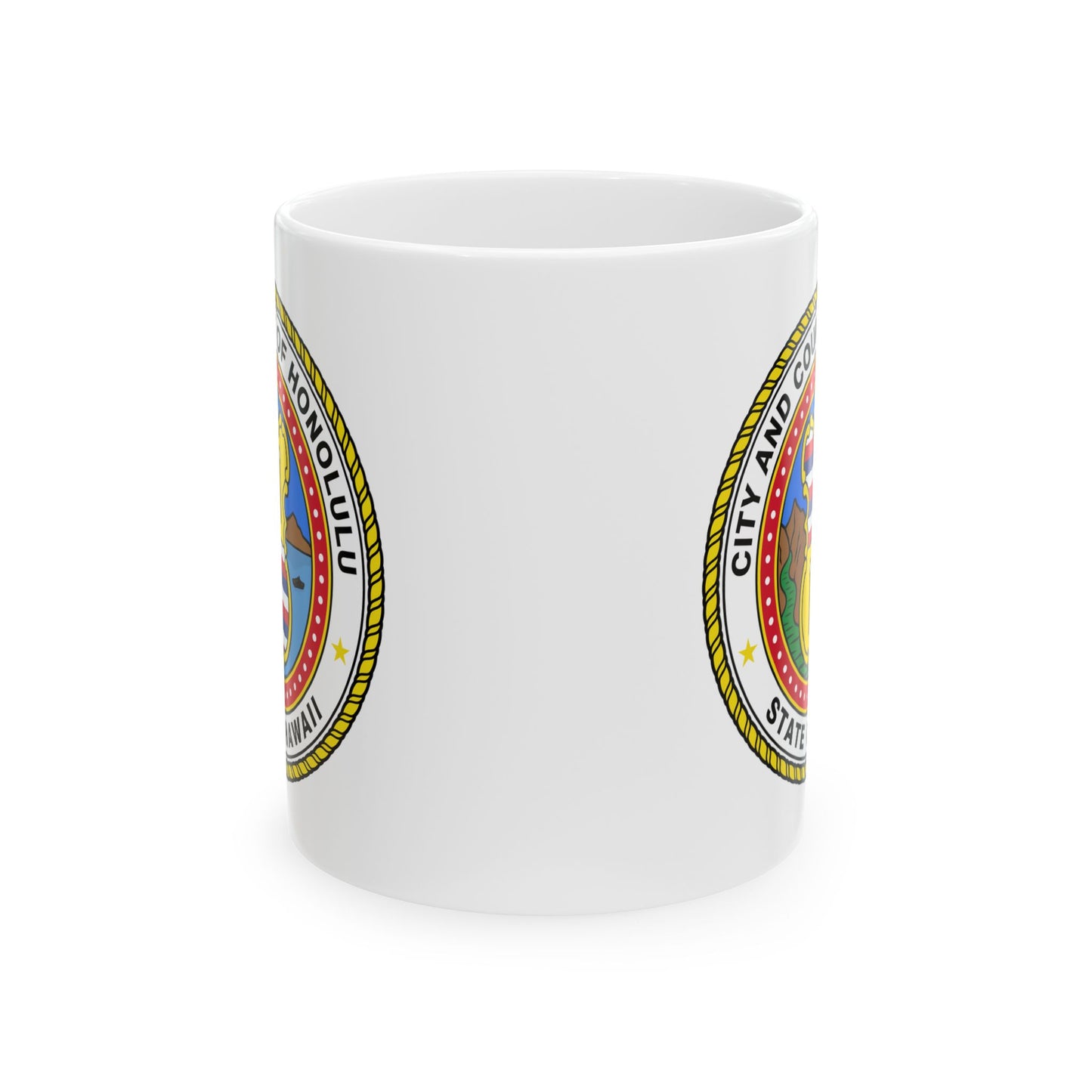 Honolulu City / County Seal Coffee Mug - Double Sided Print, White Ceramic, 11oz by TheGlassyLass.com