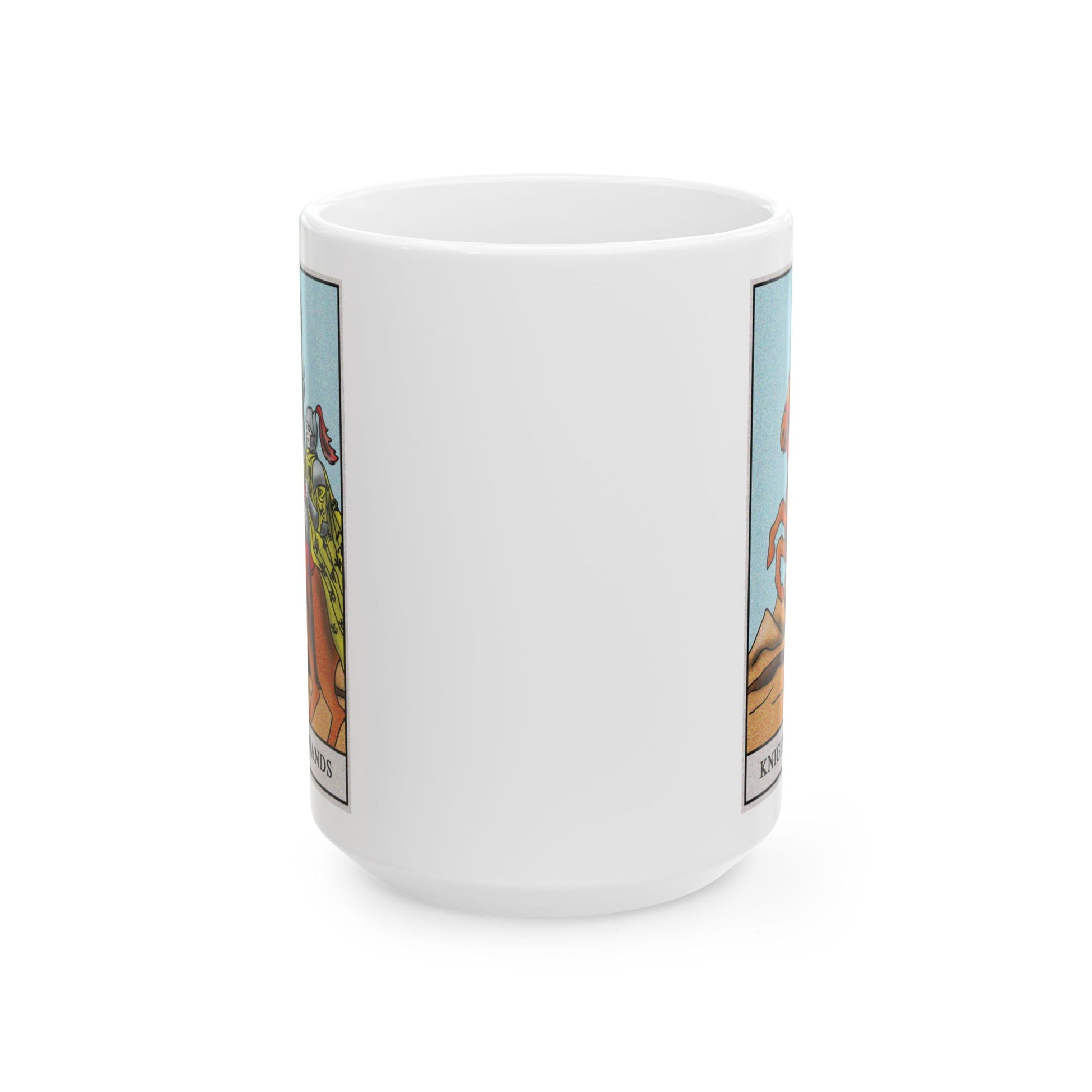 Knight of Wands Tarot Card Coffee Mug - Double Sided White Ceramic 15oz by TheGlassyLass.com