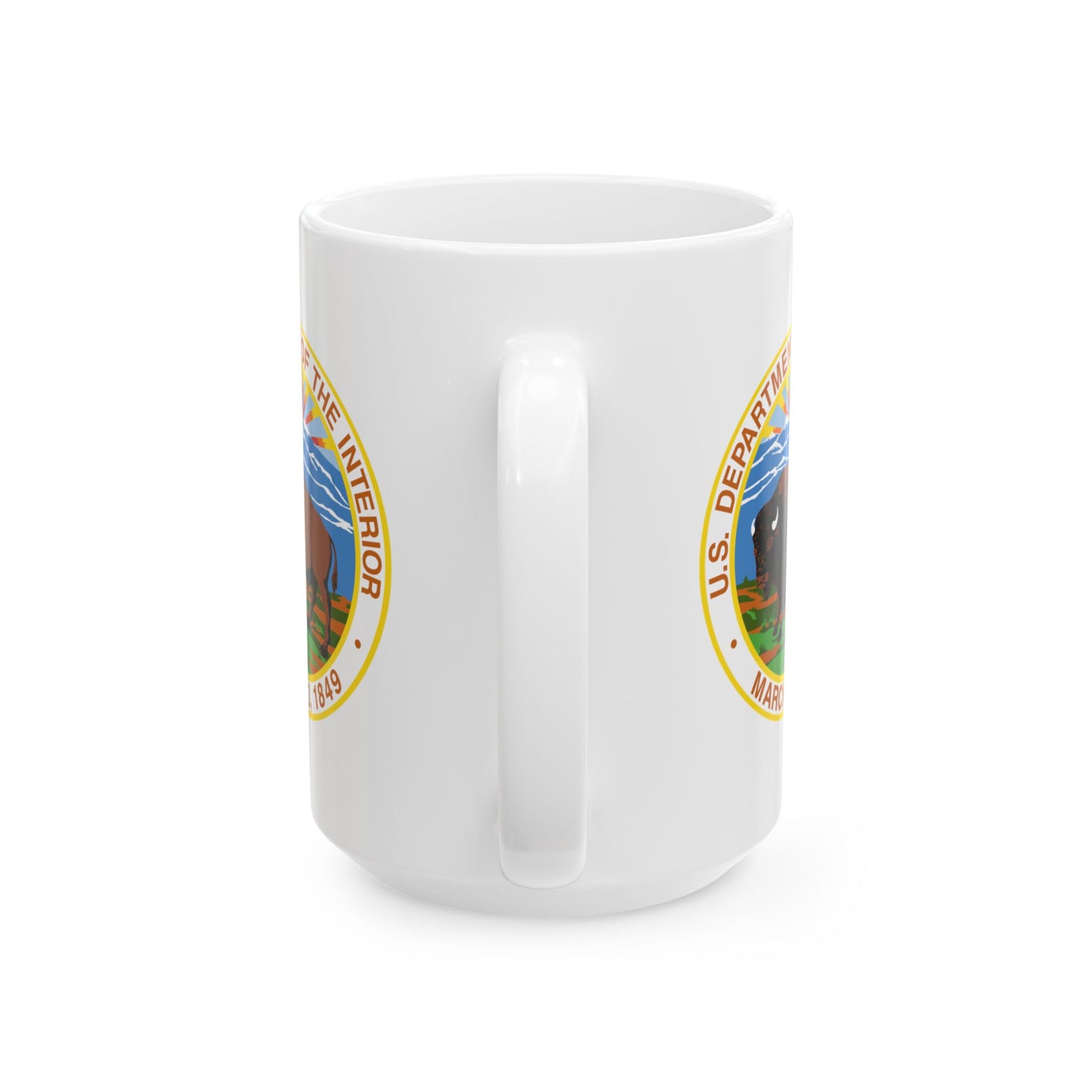 US Department of the Interior Coffee Mug - Double Sided Print, White Ceramic, 15oz by TheGlassyLass.com