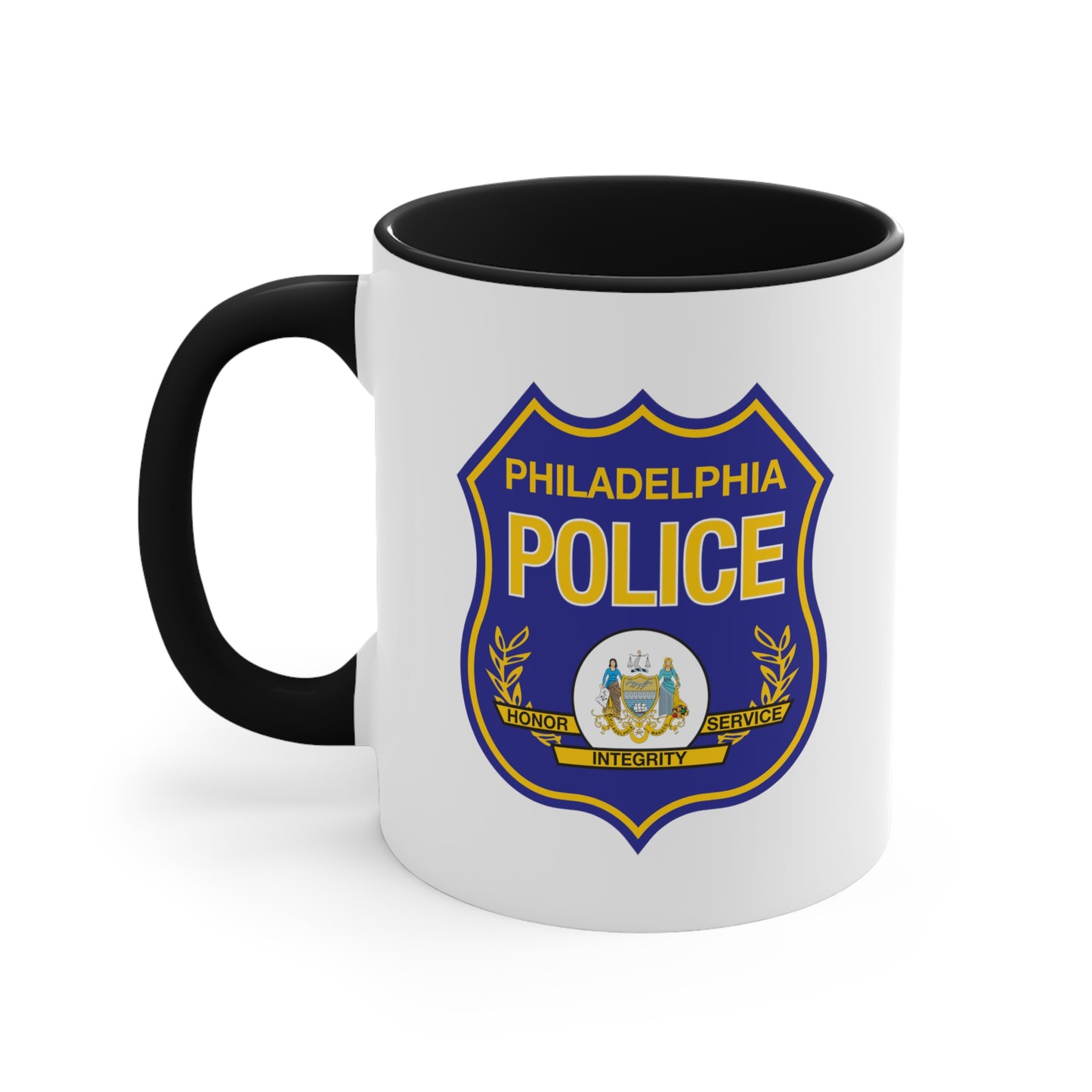 Philadelphia Police Coffee Mug - Double Sided Black Accent White Ceramic 11oz by TheGlassyLass.com